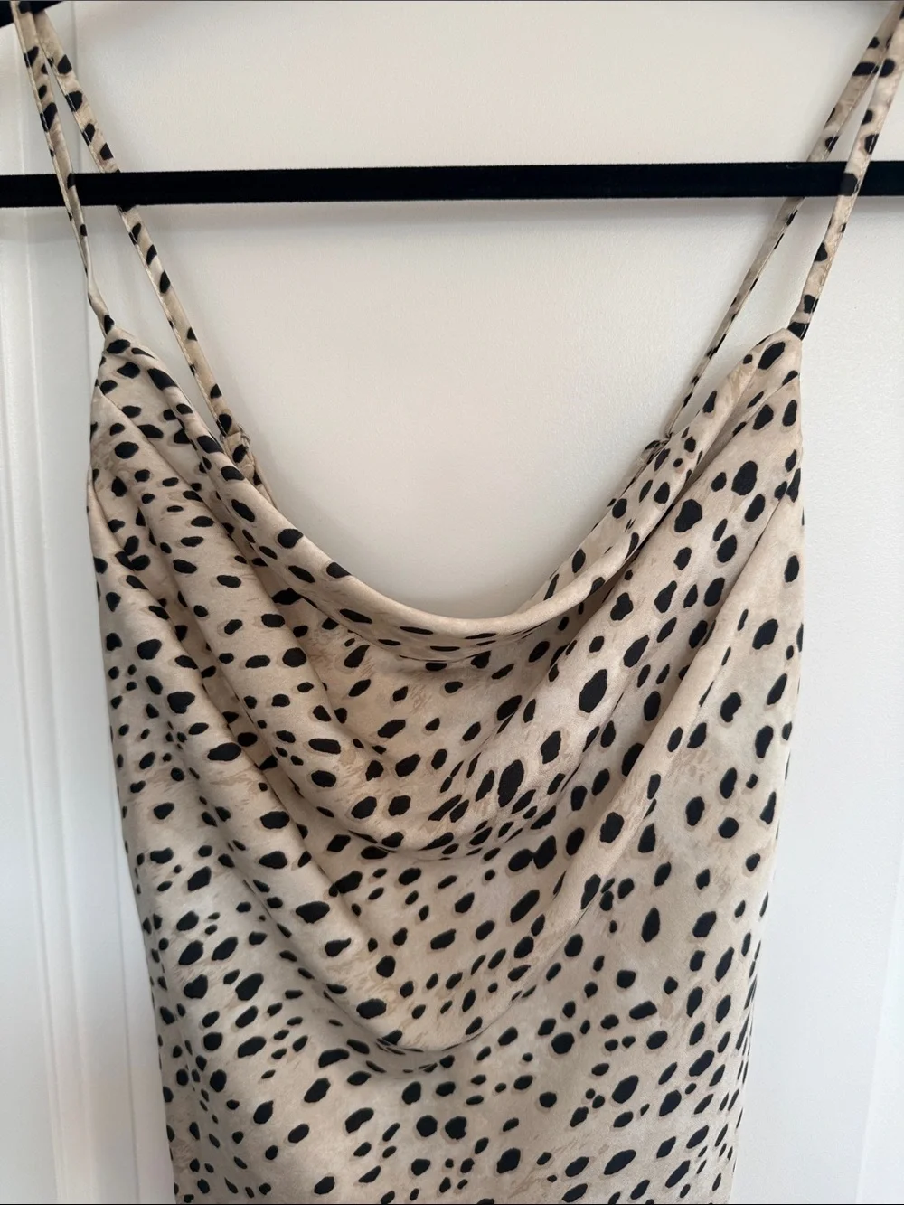 Beige Cowl Neck Animal Print Cami Top